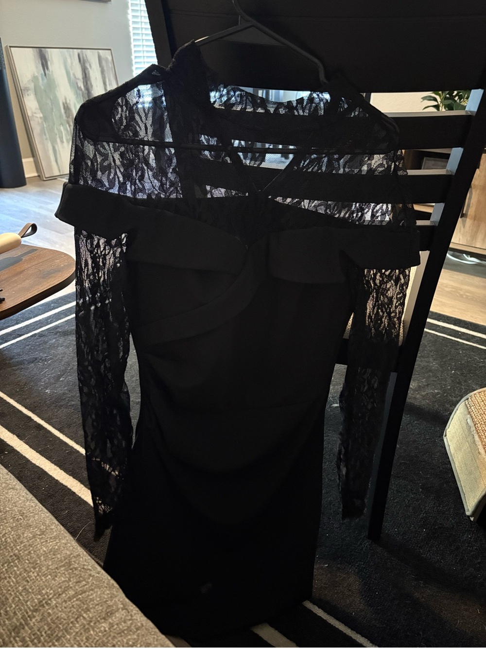 Black Lace Off-Shoulder Sheath Dress